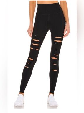 Alo Yoga Black Distressed High-Waist Leggings